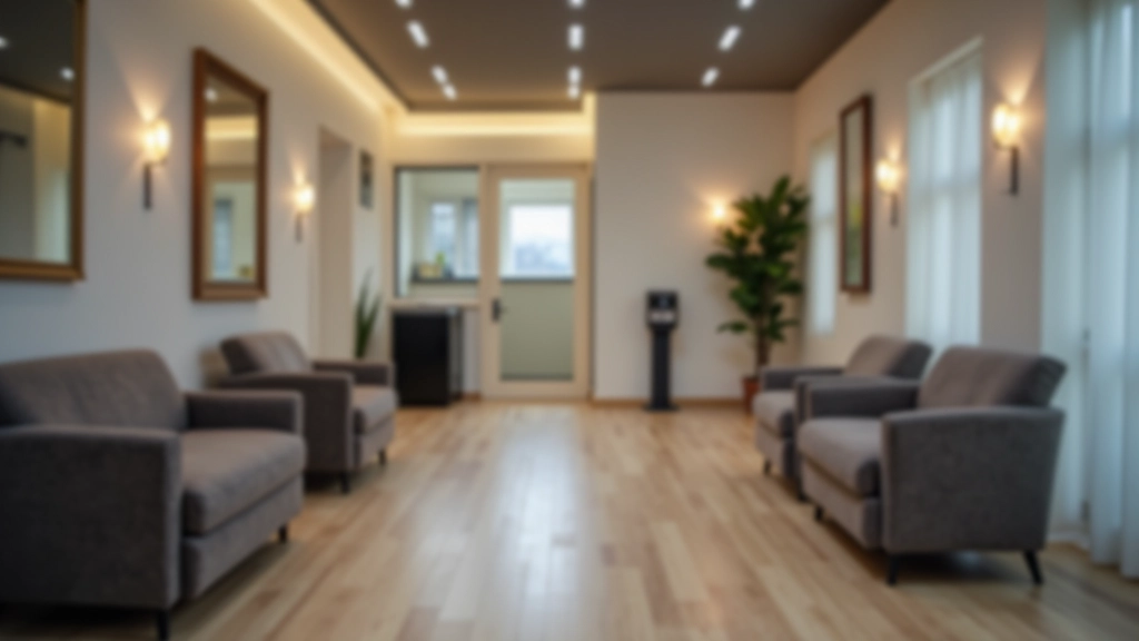 Comfortable waiting area with seating and water station in a dance studio